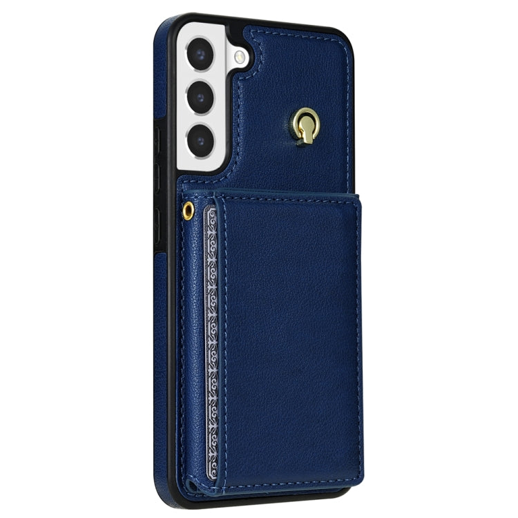 For Samsung Galaxy S21 5G Three Fold Card Bag Phone Case with Long Lanyard