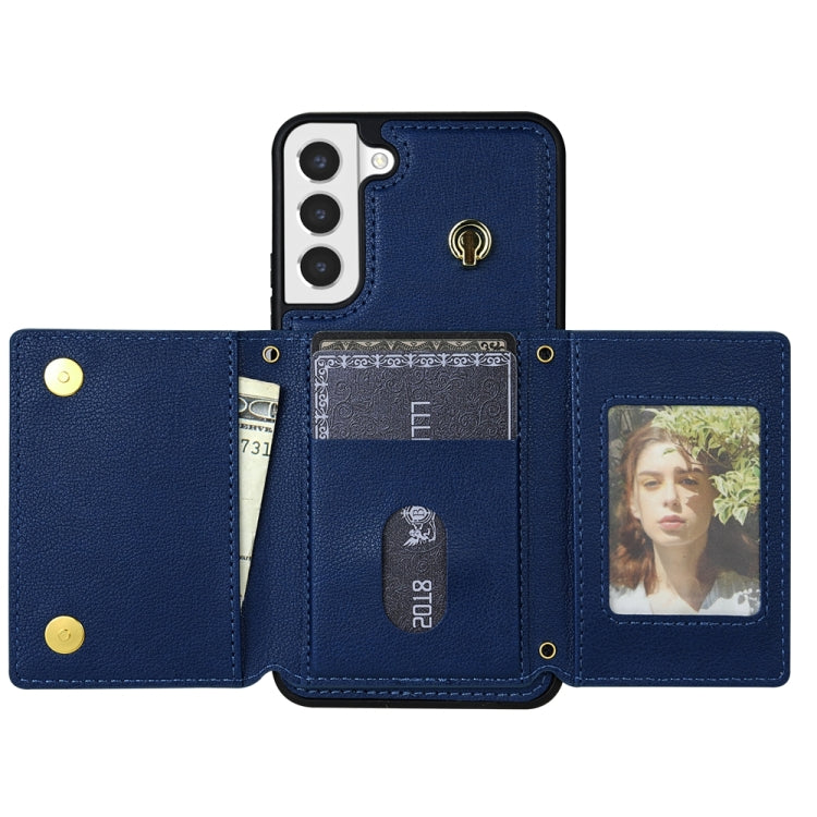 For Samsung Galaxy S21 5G Three Fold Card Bag Phone Case with Long Lanyard