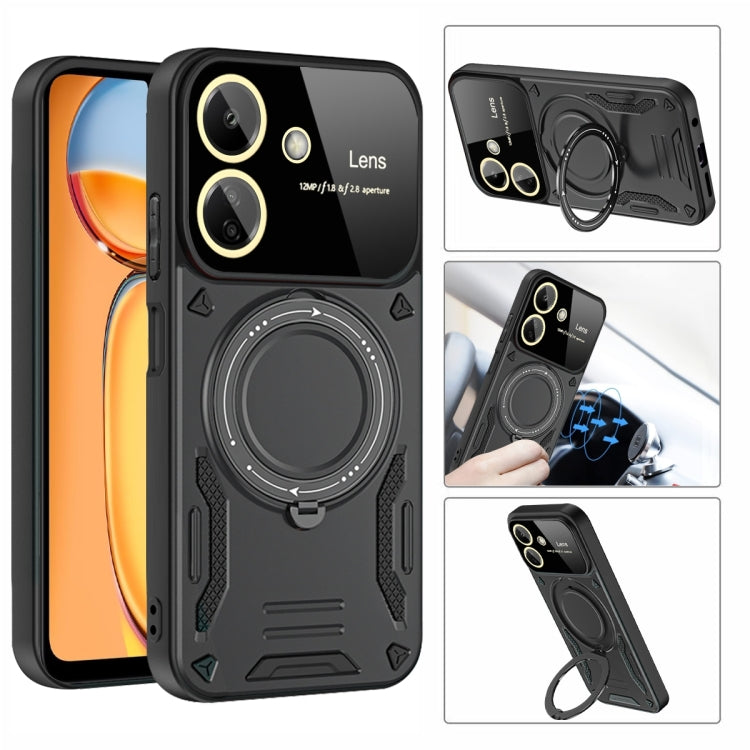 For Redmi 13C 4G Large Window MagSafe Holder Phone Case