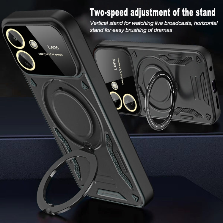 For Redmi 13C 4G Large Window MagSafe Holder Phone Case