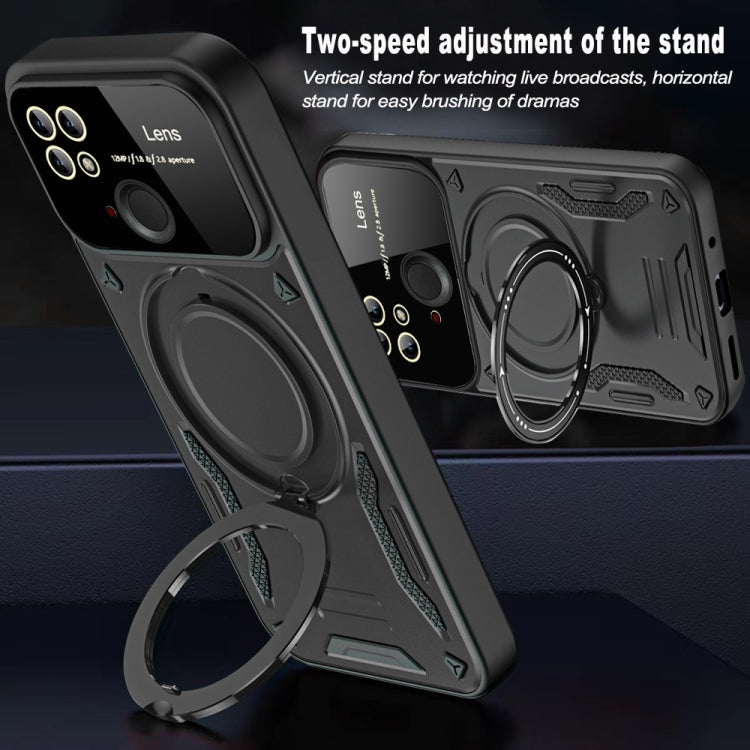 For Redmi 10C Large Window MagSafe Holder Phone Case