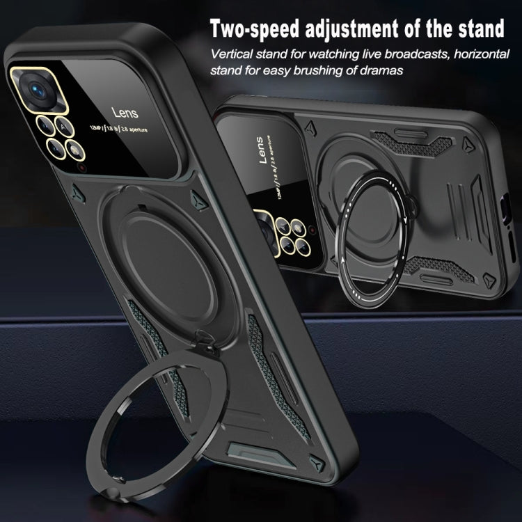 For Redmi Note 11 Pro Global Large Window MagSafe Holder Phone Case
