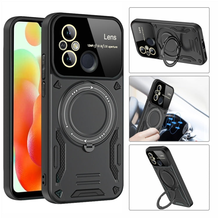 For Redmi 12C Large Window MagSafe Holder Phone Case