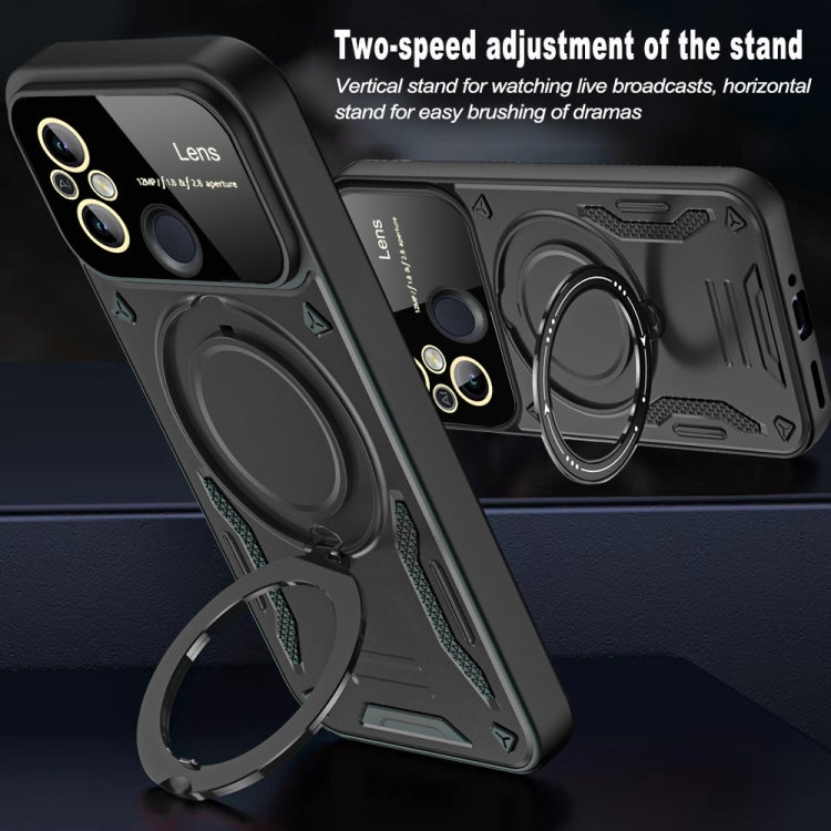 For Redmi 12C Large Window MagSafe Holder Phone Case