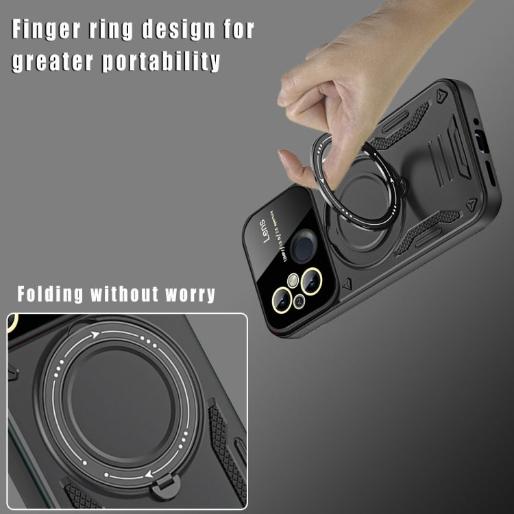For Redmi 12C Large Window MagSafe Holder Phone Case