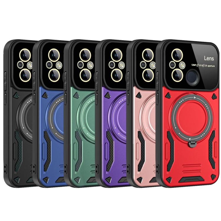 For Redmi 12C Large Window MagSafe Holder Phone Case