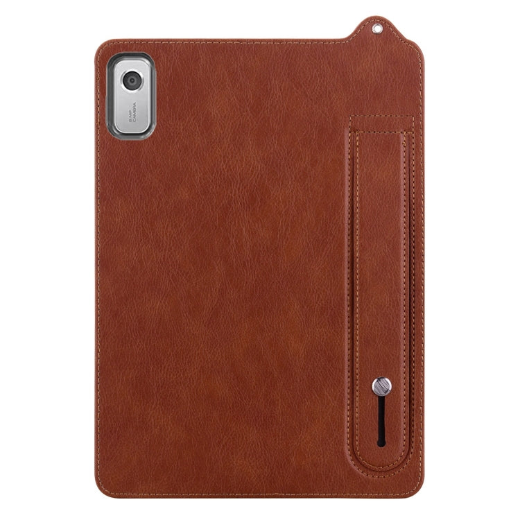 For Lenovo Tab M9 TPU Leather Back Tablet Case with Wristband