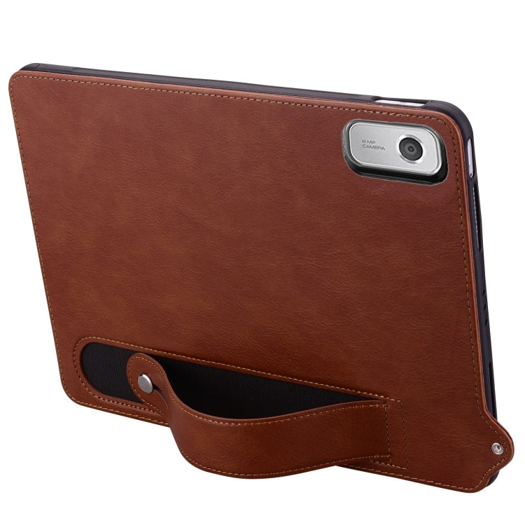 For Lenovo Tab M9 TPU Leather Back Tablet Case with Wristband