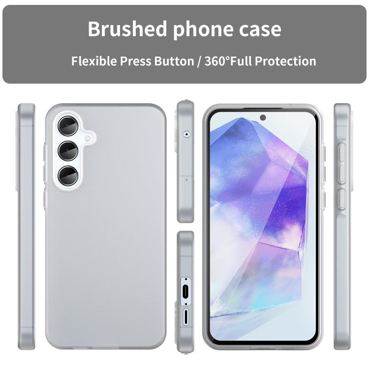 For Samsung Galaxy A55 5G Frosted Translucent TPU Hybrid PC Full Coverage Phone Case