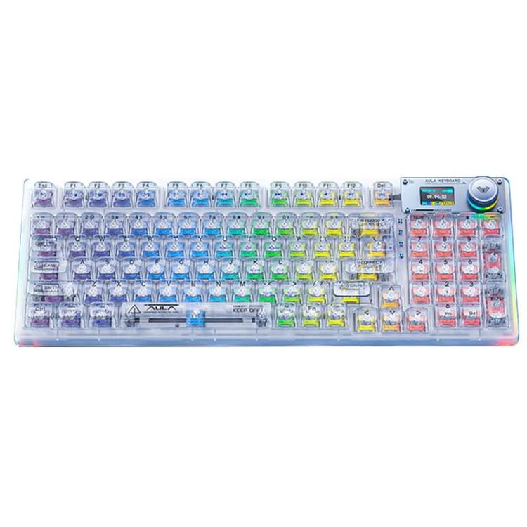 AULA F98Pro V3 99 Keys Wired/2.4G/Bluetooth Three Model RGB Mechanical Keyboard, Shaft:Ice Crystal Shaft