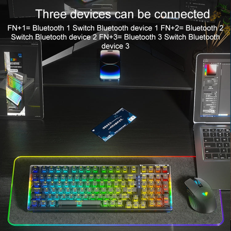 AULA F98Pro V3 99 Keys Wired/2.4G/Bluetooth Three Model RGB Mechanical Keyboard, Shaft:Ice Crystal Shaft