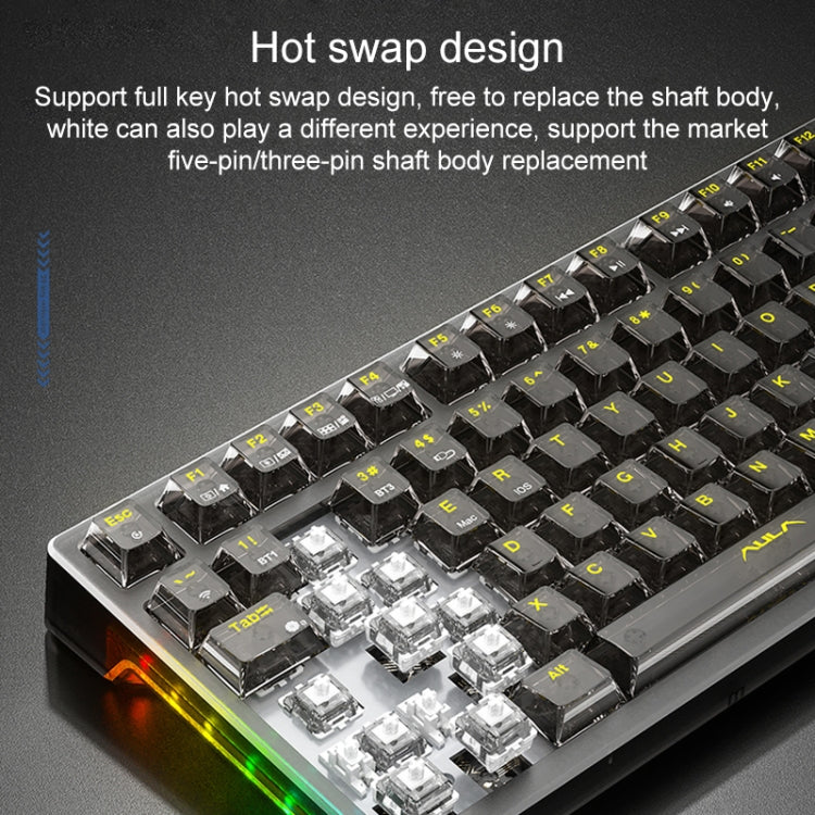 AULA F98Pro V3 99 Keys Wired/2.4G/Bluetooth Three Model RGB Mechanical Keyboard, Shaft:Ice Crystal Shaft