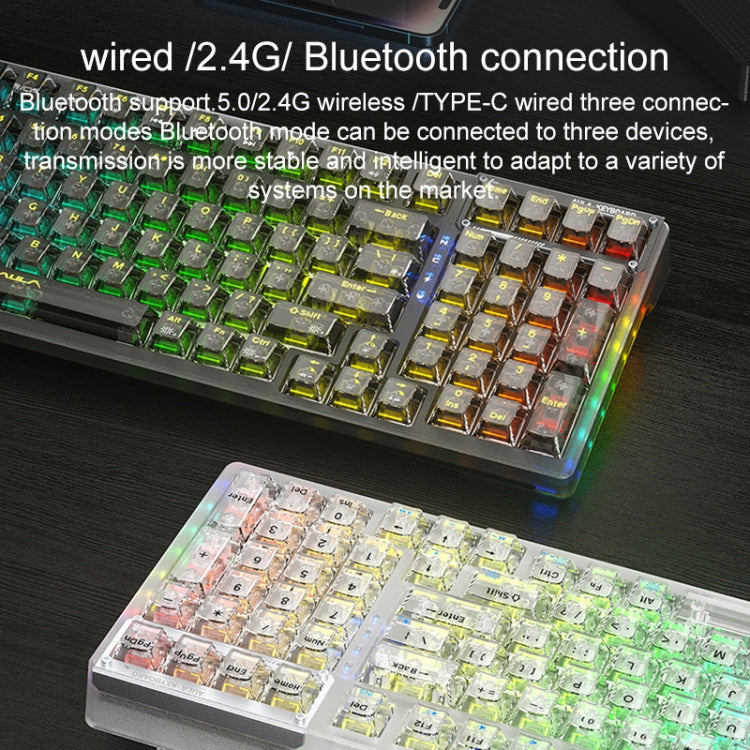 AULA F98Pro V3 99 Keys Wired/2.4G/Bluetooth Three Model RGB Mechanical Keyboard, Shaft:Ice Crystal Shaft