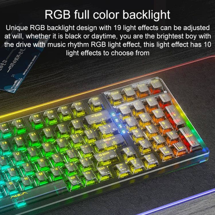 AULA F98Pro V3 99 Keys Wired/2.4G/Bluetooth Three Model RGB Mechanical Keyboard, Shaft:Ice Crystal Shaft