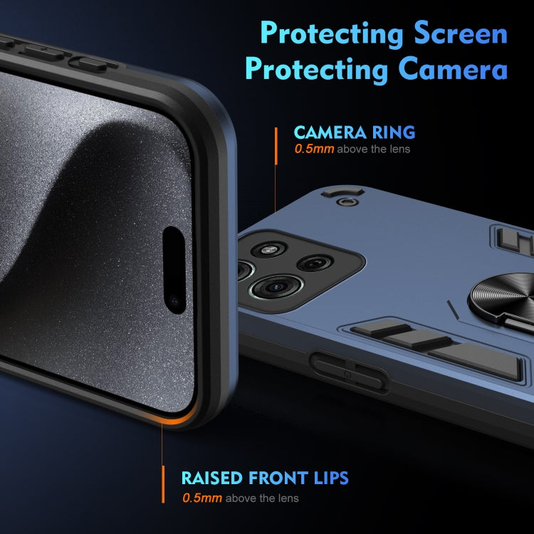 For Motorola Moto G75 Shockproof Metal Ring Holder Phone Case