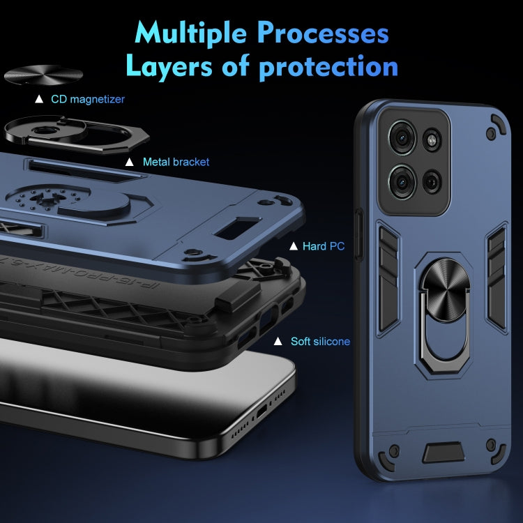 For Motorola Moto G75 Shockproof Metal Ring Holder Phone Case