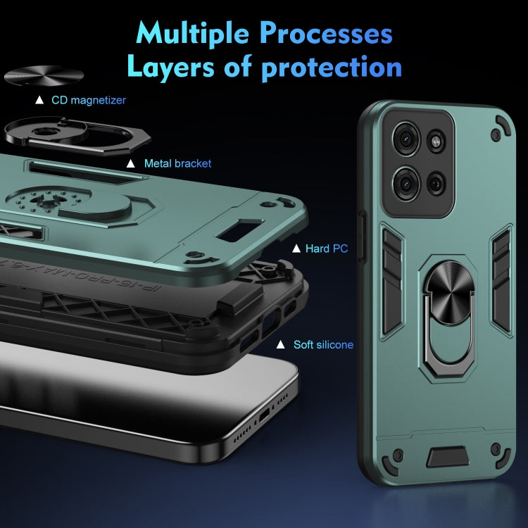 For Motorola Moto G75 Shockproof Metal Ring Holder Phone Case