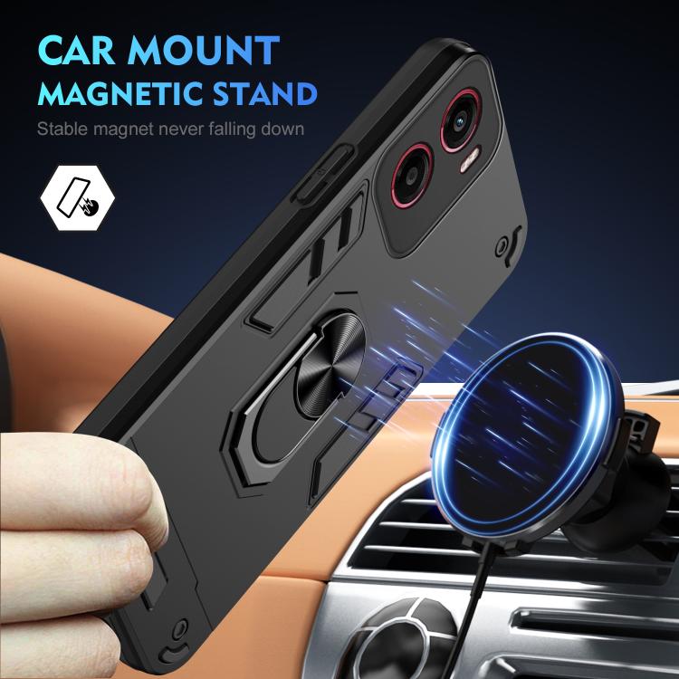 For Motorola Moto G05 Shockproof Metal Ring Holder Phone Case