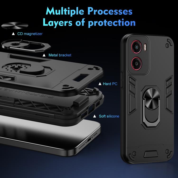 For Motorola Moto G05 Shockproof Metal Ring Holder Phone Case