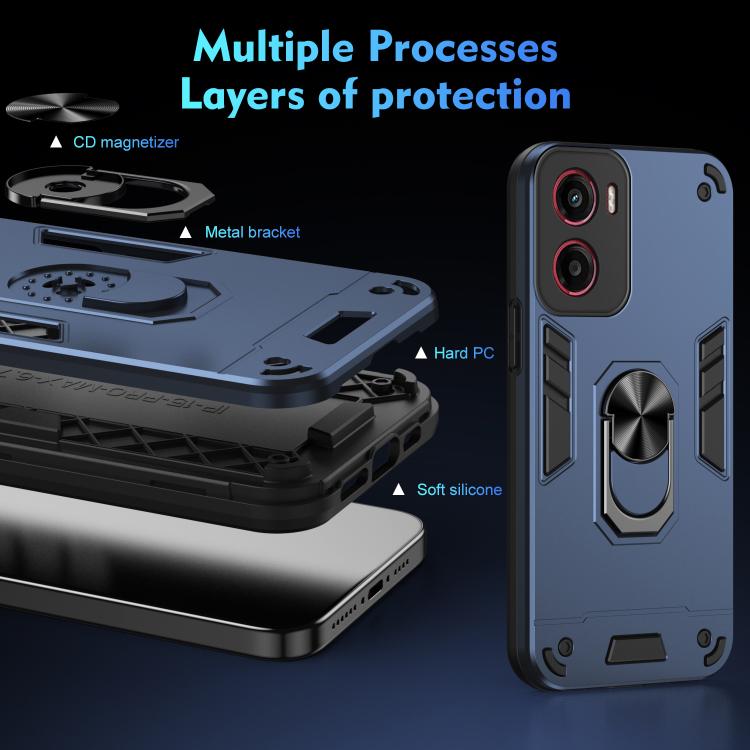 For Motorola Moto G05 Shockproof Metal Ring Holder Phone Case