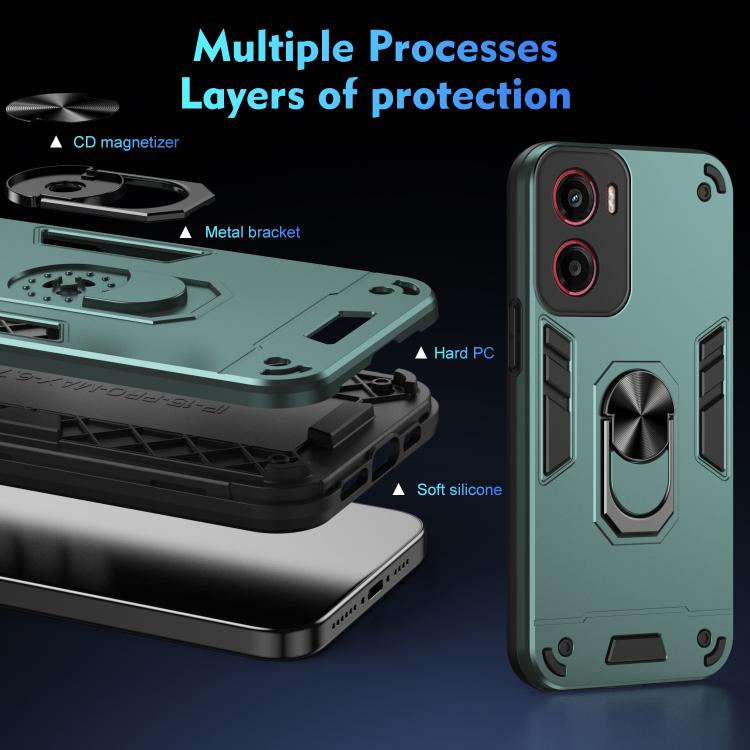 For Motorola Moto G05 Shockproof Metal Ring Holder Phone Case
