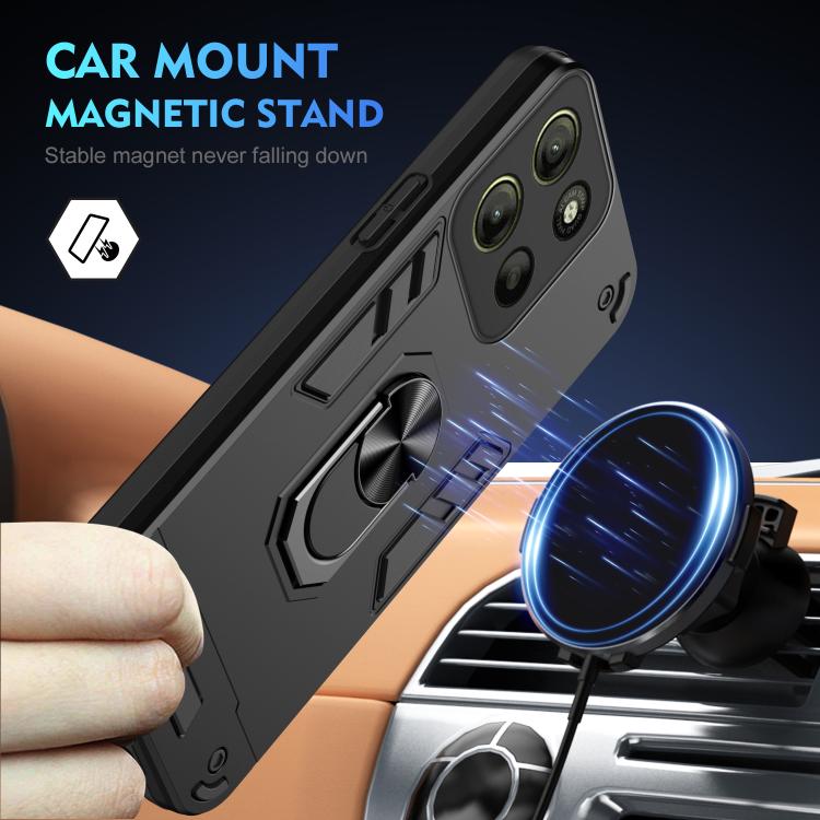 For Motorola Moto G15 Shockproof Metal Ring Holder Phone Case