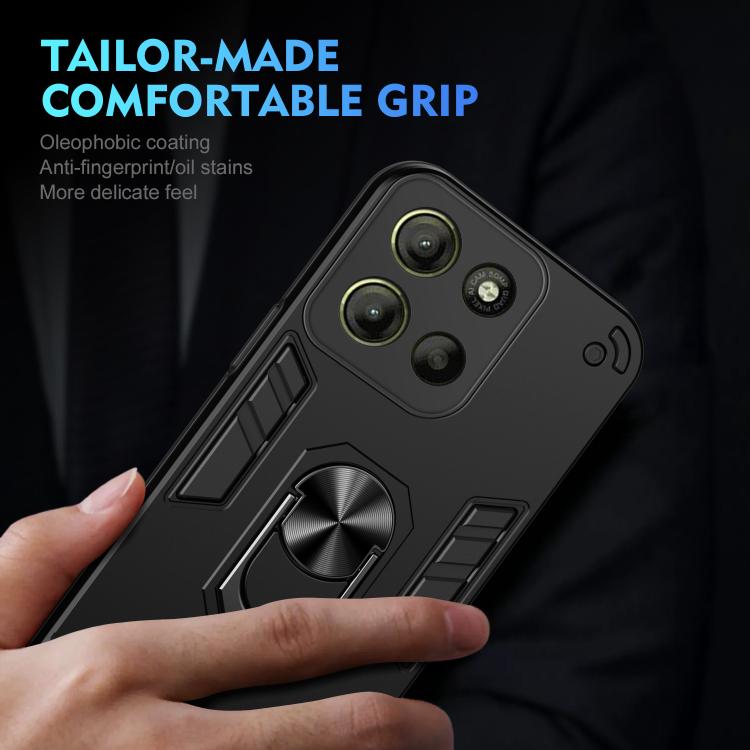 For Motorola Moto G15 Shockproof Metal Ring Holder Phone Case