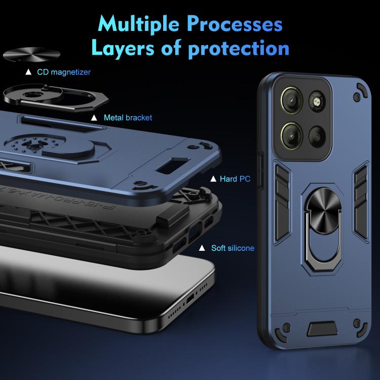For Motorola Moto G15 Shockproof Metal Ring Holder Phone Case