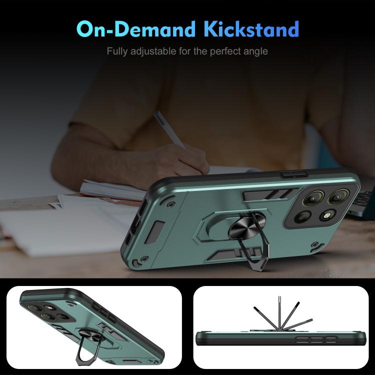 For Motorola Moto G15 Shockproof Metal Ring Holder Phone Case