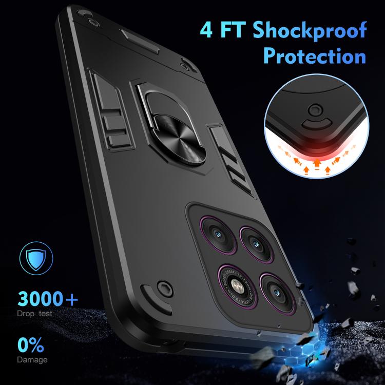 For Motorola Edge 60 Pro Shockproof Metal Ring Holder Phone Case