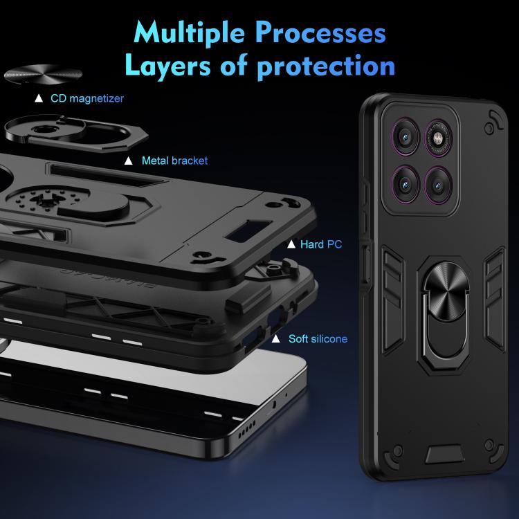 For Motorola Edge 60 Pro Shockproof Metal Ring Holder Phone Case