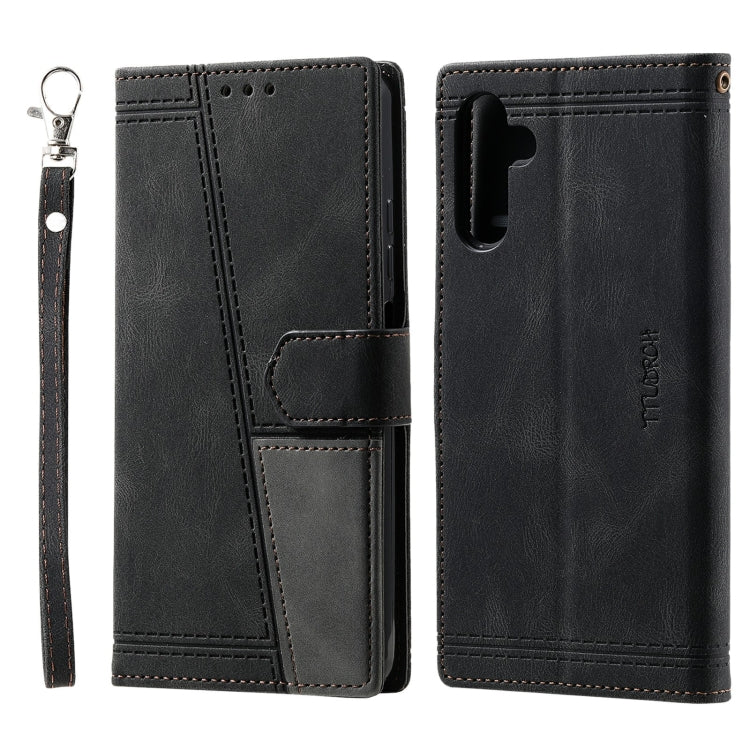 For Samsung Galaxy A36 TTUDRCH Embossed Line Splicing Leather Phone Case