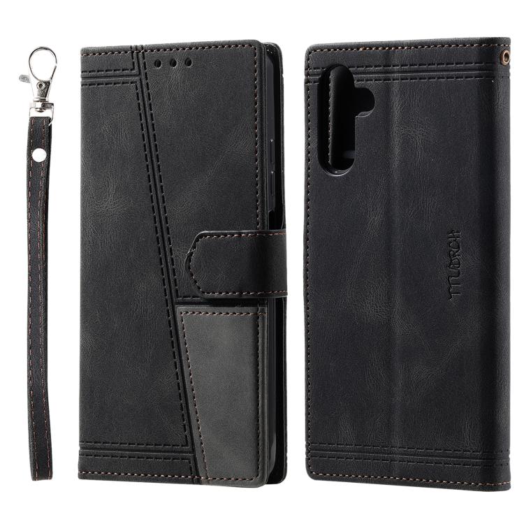 For Samsung Galaxy A37 TTUDRCH Embossed Line Splicing Leather Phone Case