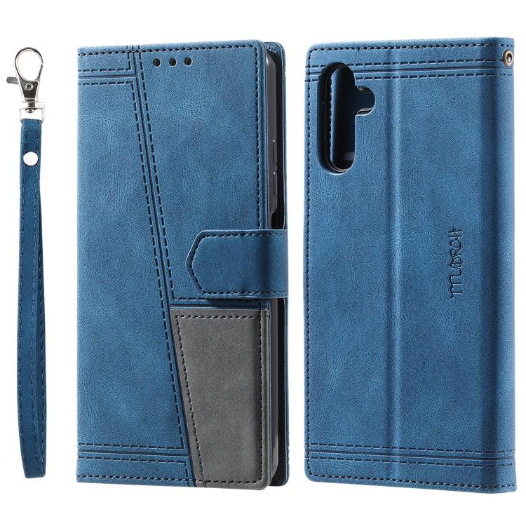 For Samsung Galaxy A57 TTUDRCH Embossed Line Splicing Leather Phone Case