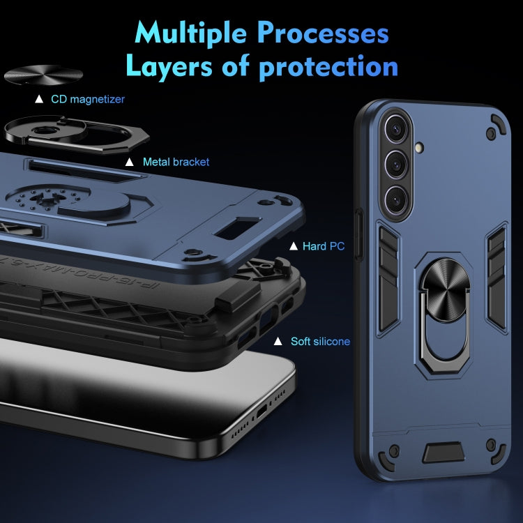 For Samsung Galaxy S25+ 5G Shockproof Metal Ring Holder Phone Case