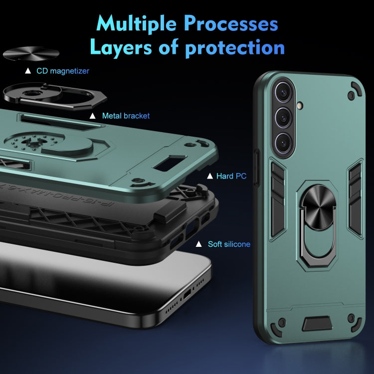 For Samsung Galaxy S25+ 5G Shockproof Metal Ring Holder Phone Case
