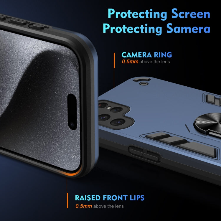 For Samsung Galaxy S25 Ultra 5G Shockproof Metal Ring Holder Phone Case