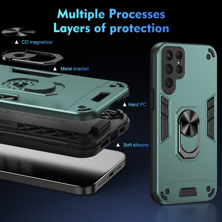 For Samsung Galaxy S25 Ultra 5G Shockproof Metal Ring Holder Phone Case