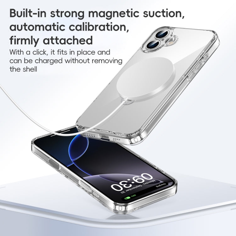 For iPhone 15 Fine Hole 360 Degree Rotating Holder MagSafe Phone Case - Transparent