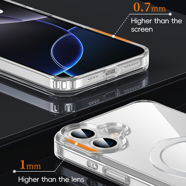 For iPhone 16 Plus Fine Hole 360 Degree Rotating Holder MagSafe Phone Case - Transparent