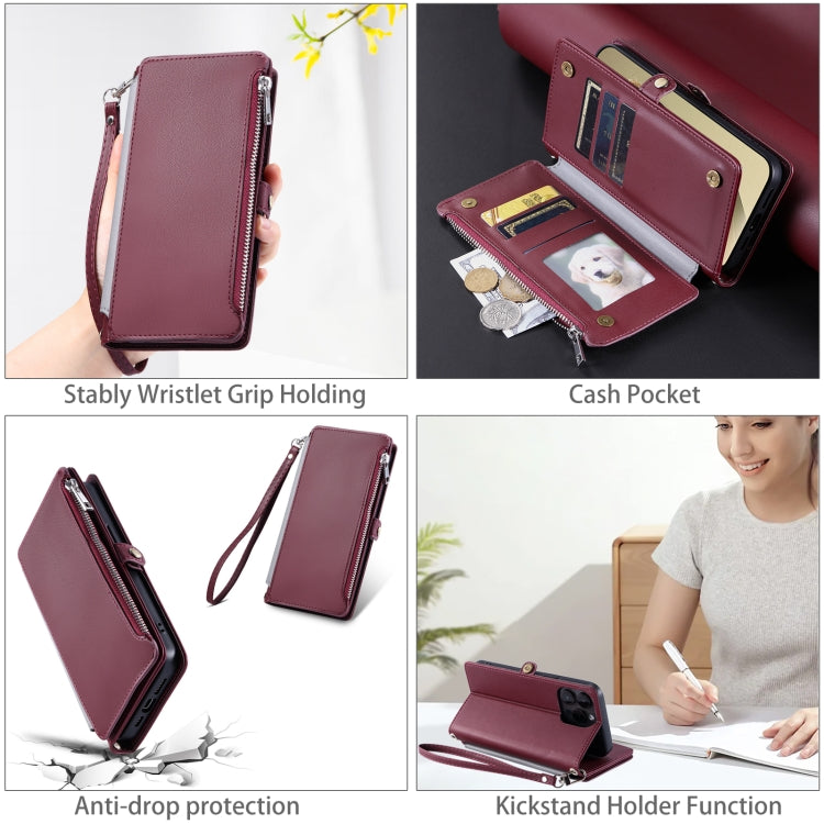 For Samsung Galaxy A36 Leather Stitching Multi-card Slot Zipper Phone Case