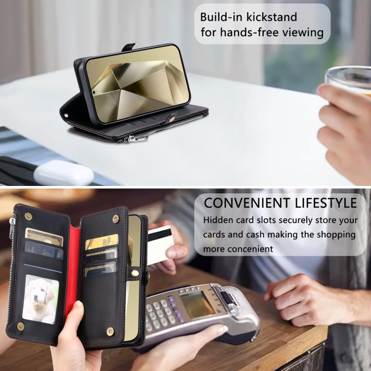 For Samsung Galaxy A36 Leather Stitching Multi-card Slot Zipper Phone Case
