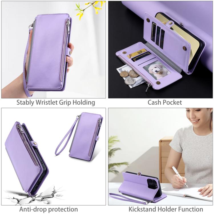 For Samsung Galaxy A17 5G Leather Stitching Multi-card Slot Zipper Phone Case