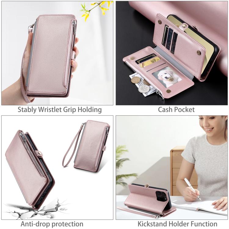 For Samsung Galaxy A17 5G Leather Stitching Multi-card Slot Zipper Phone Case