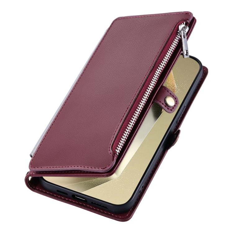 For Samsung Galaxy A17 5G Leather Stitching Multi-card Slot Zipper Phone Case