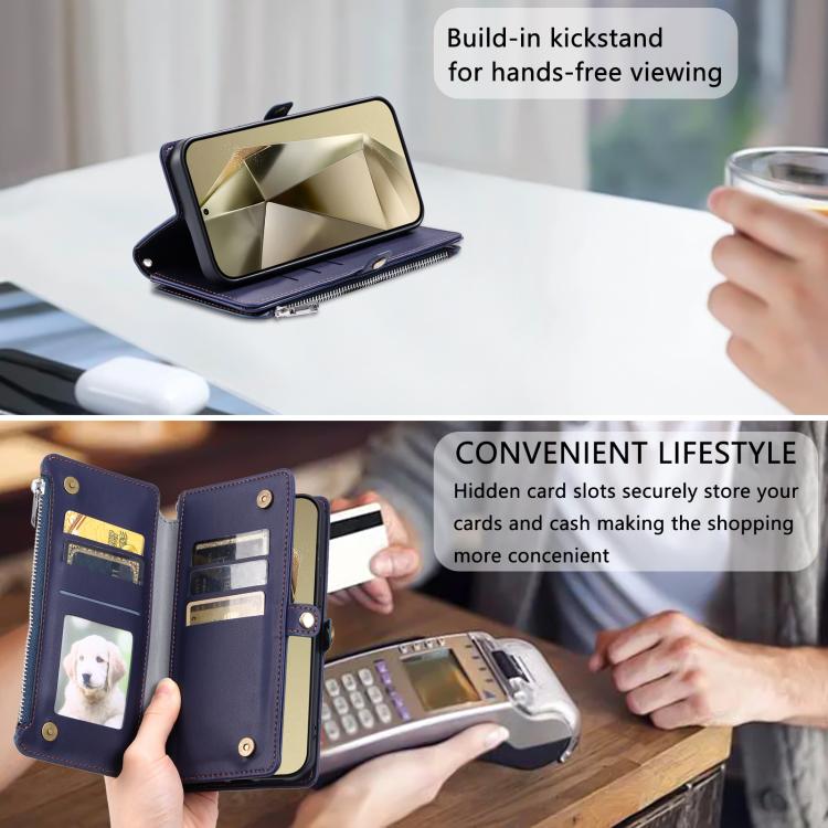For Samsung Galaxy A17 5G Leather Stitching Multi-card Slot Zipper Phone Case
