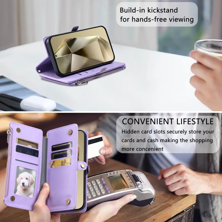 For Samsung Galaxy A37 5G Leather Stitching Multi-card Slot Zipper Phone Case