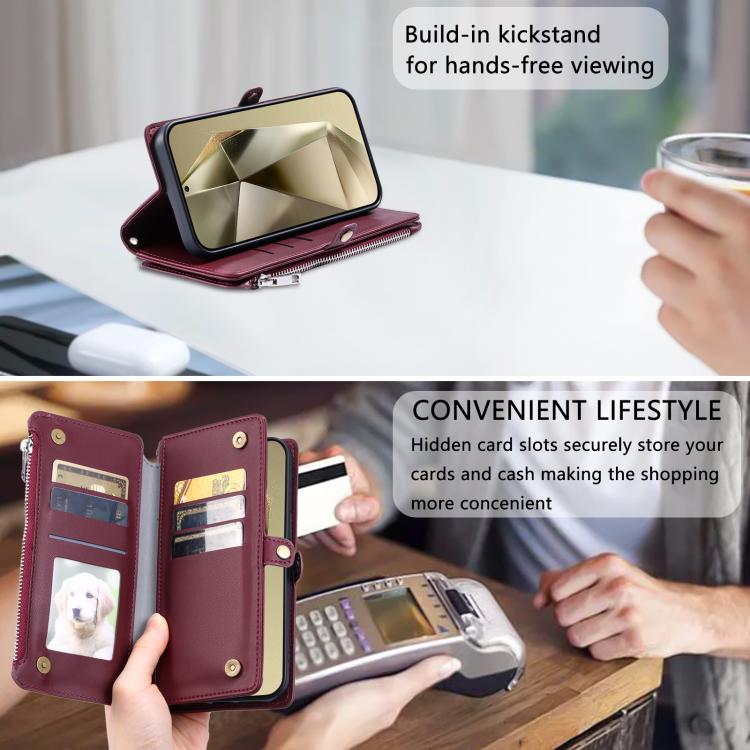 For Samsung Galaxy A37 5G Leather Stitching Multi-card Slot Zipper Phone Case