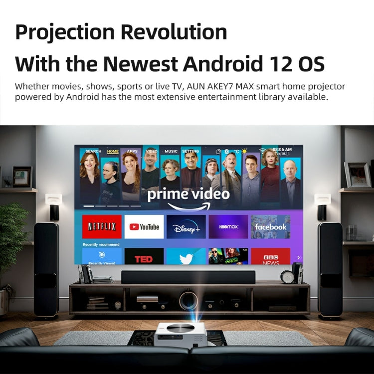 AUN AKEY7 MAX 1920x1080P HD Android LCD Projector US Plug - White