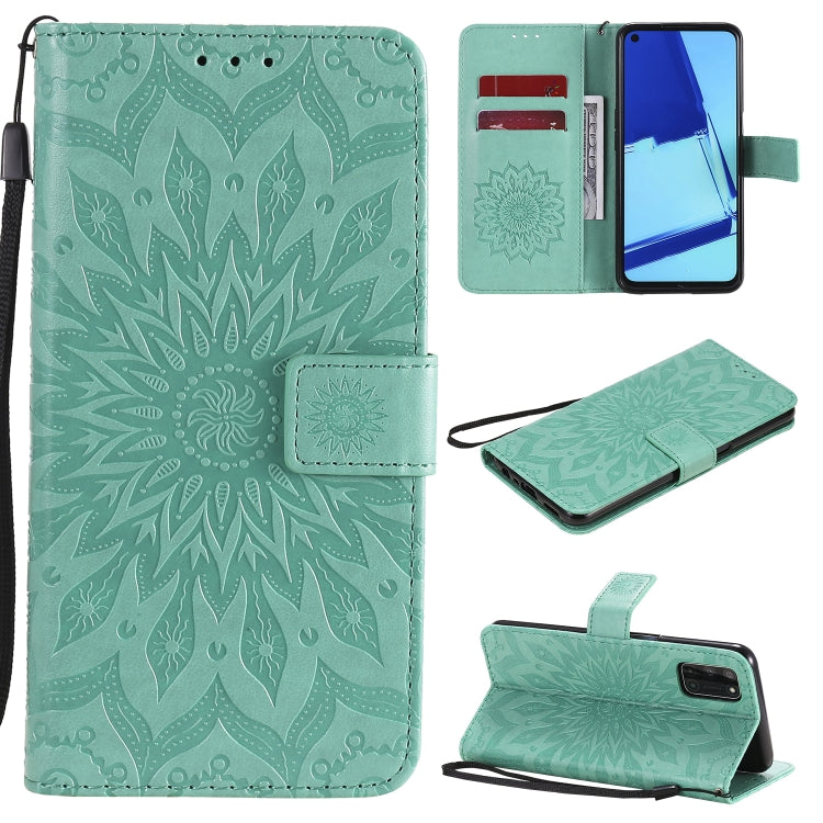 For OPPO A52 / A72 / A92 Sun Embossing Pattern Horizontal Flip Leather Case with Card Slot & Holder & Wallet & Lanyard